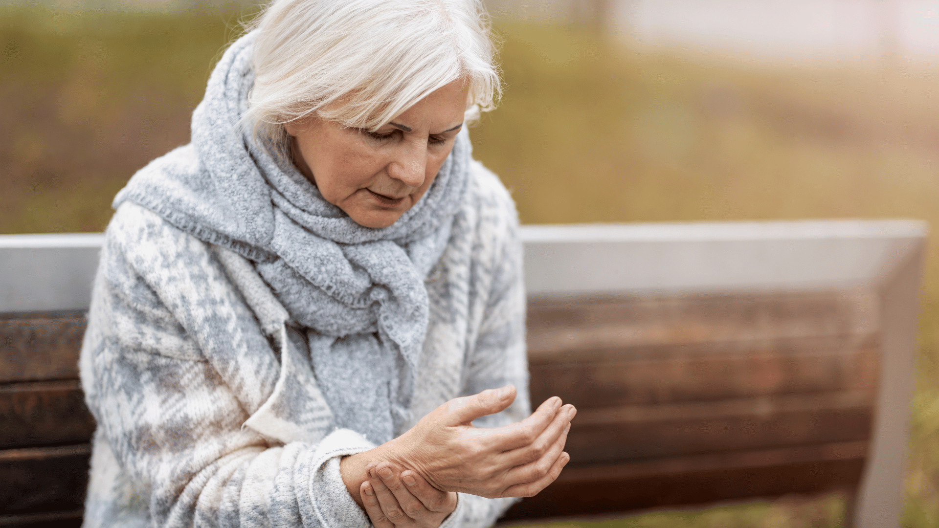 Senior woman with arthritis pain