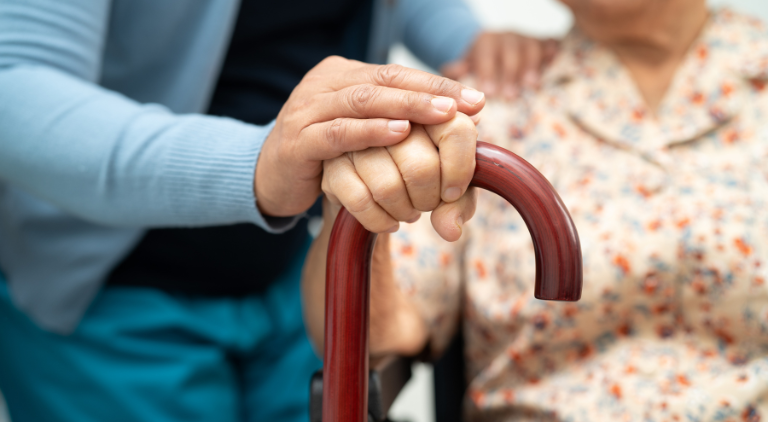 Elder holding a cane